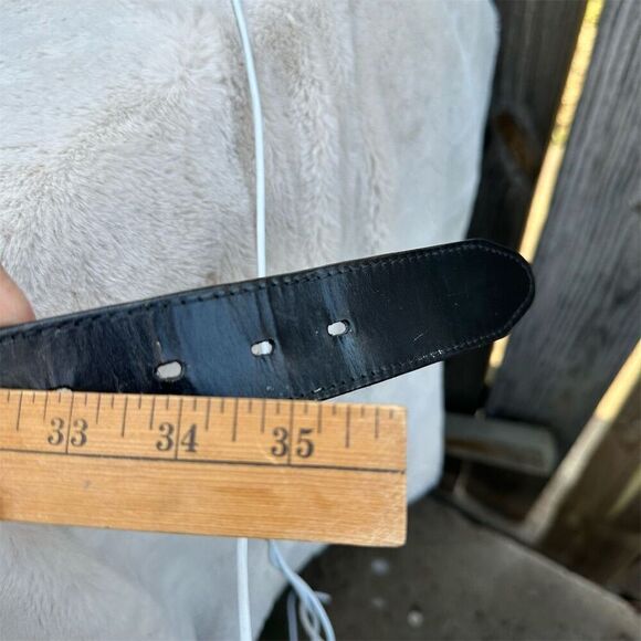 Vintage Men's Western Leather Belt with Silver Buckle Size 34 - Picture 6 of 7